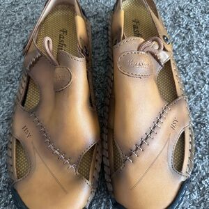 HSY Men's Casual Leather Sandals - Tan SZ 10